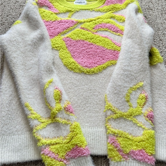Excellent condition FRNCH Women's Sweater, size small, pink and yellow! - Picture 4 of 13